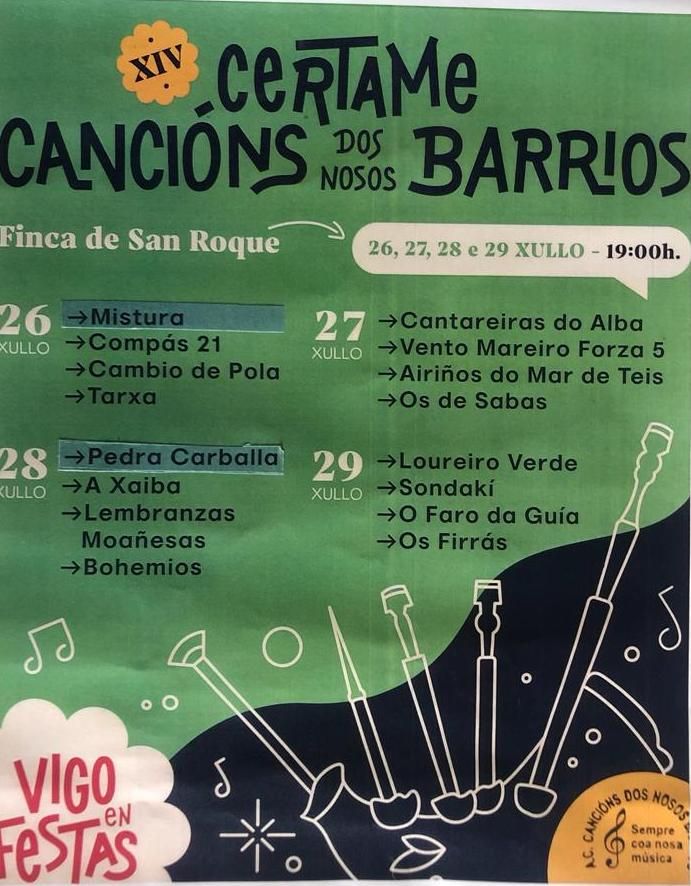 Cartel XIV Certame Cancións Dos Nosos Barrios De Vigo