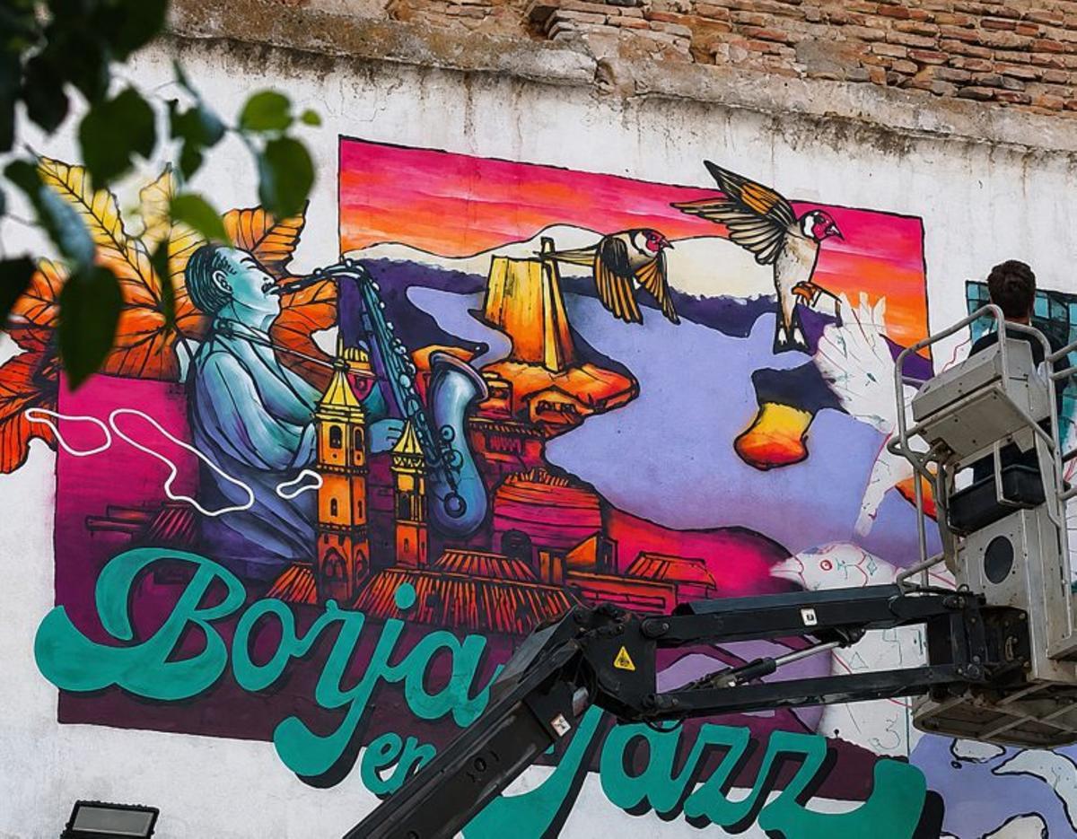 Mural alusivo al certamen ‘Borja en Jazz’. | S.E.