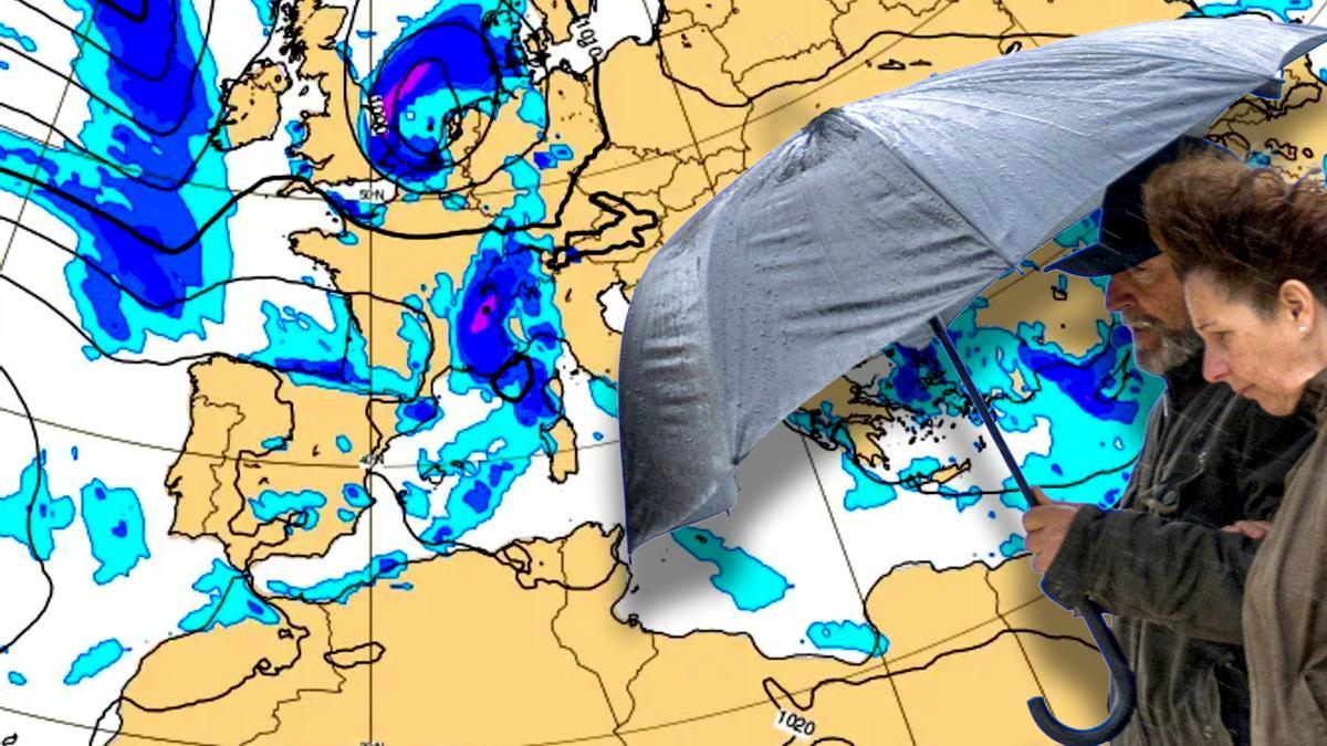 Mapa de precipitaciones el deomingo según el modelo europeo ECMWF.