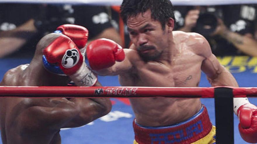 Pacquiao durante el combate contra Mayweather.