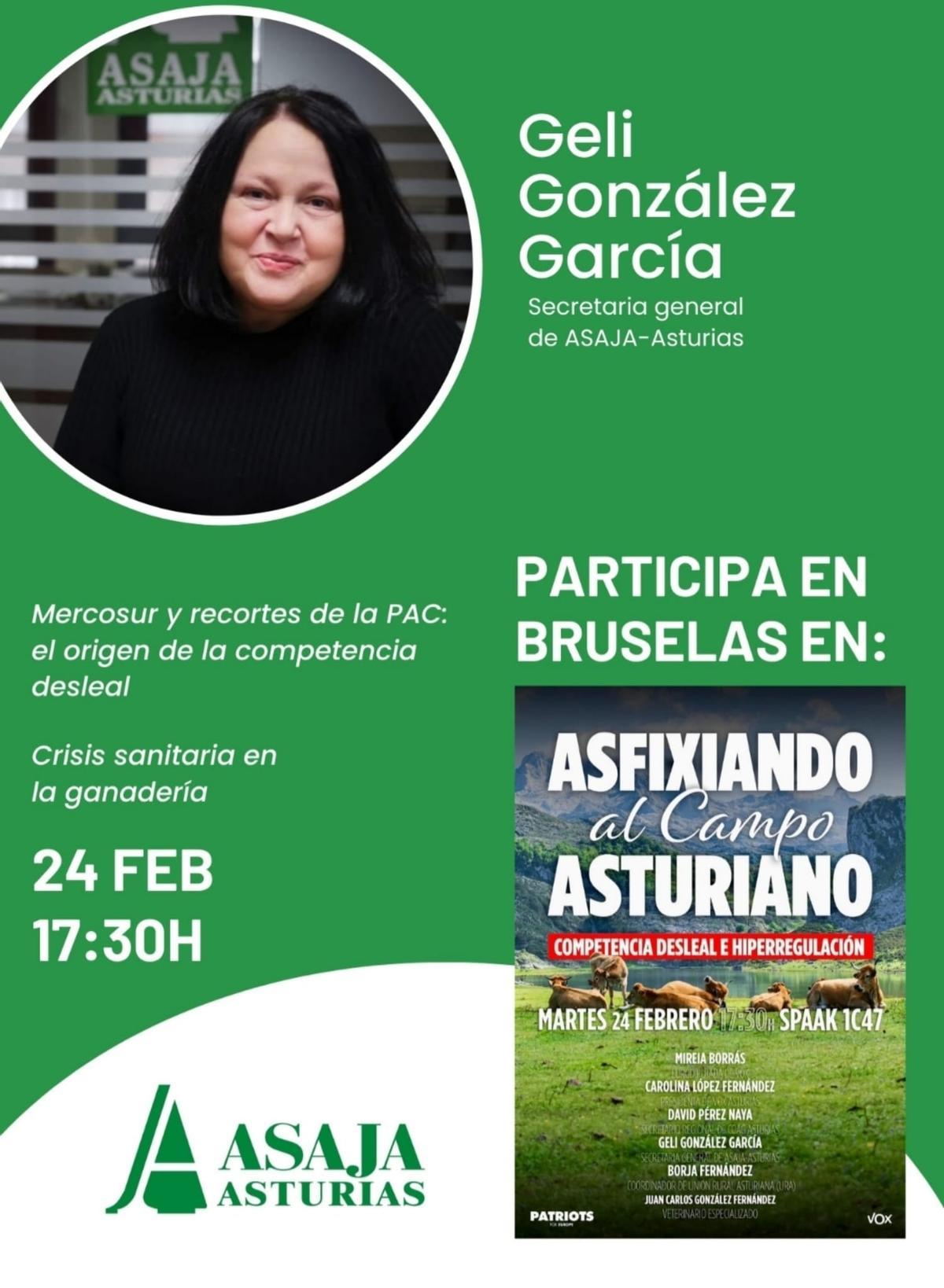 El cartel de la mesa redonda en Bruselas.