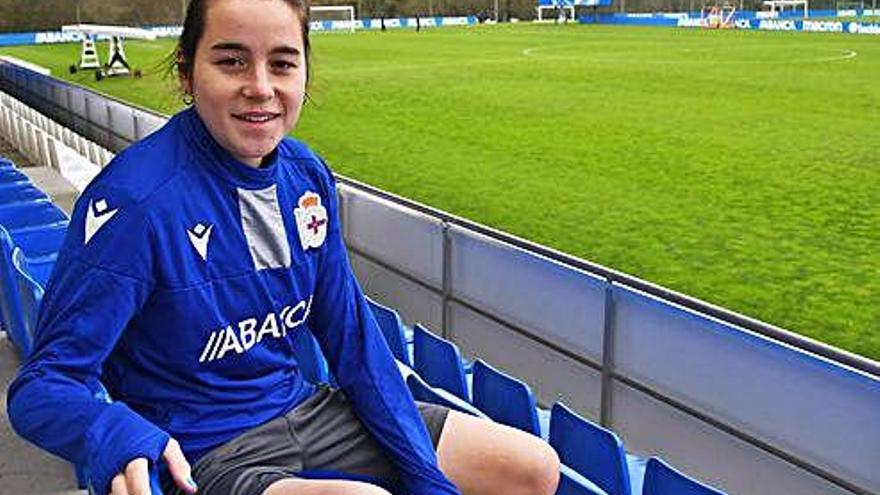 Iris Arnaiz, ayer en la ciudad deportiva de Abegondo antes del entrenamiento.