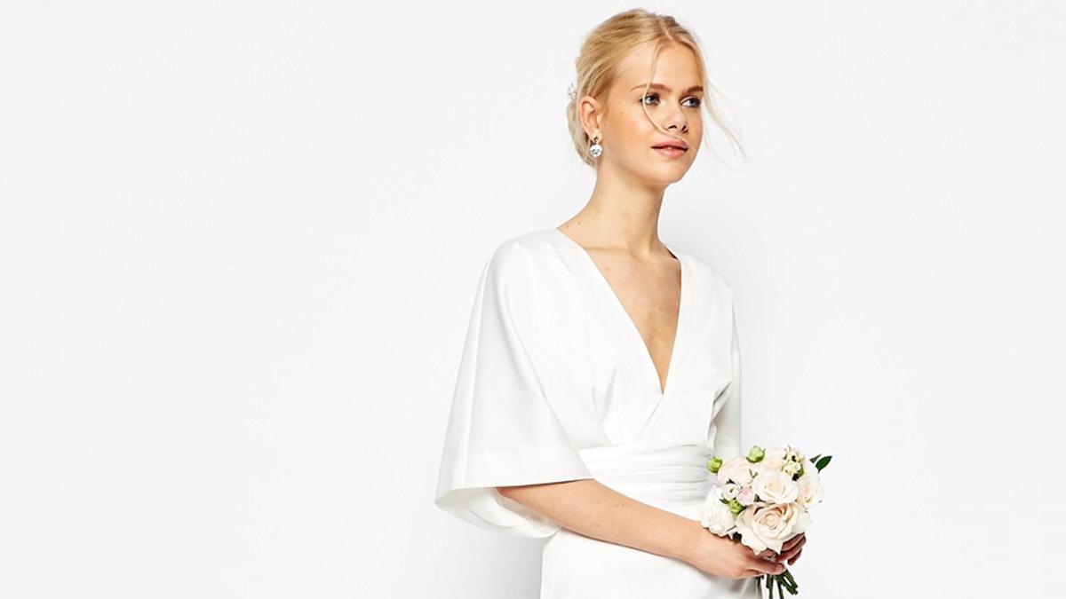 Vestido con escote en uve y manga caftán, Asos Bridal