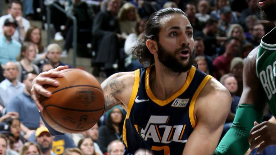 Ricky Rubio, durante el partido Jazz-Celtics.