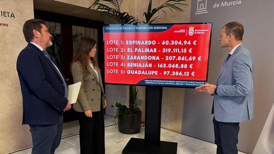 Inyección de 850.000 euros para parchear cinco pedanías de Murcia