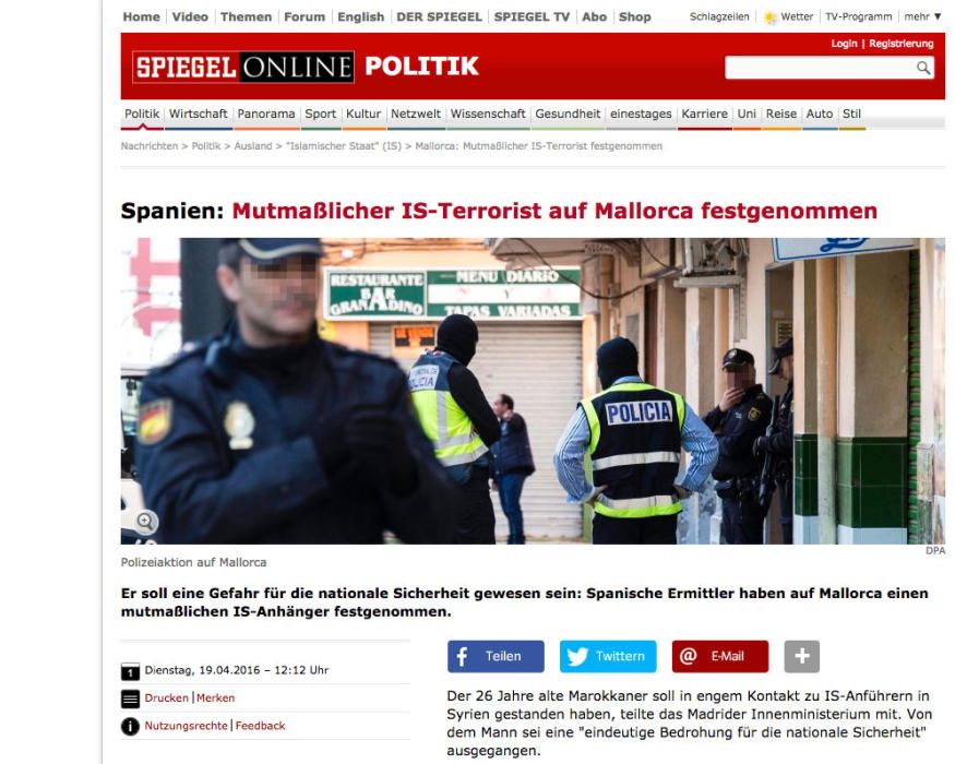 Medios internacionales se hacen eco de la operación antiyihadista en Palma