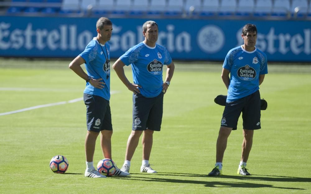 Gaizka Garitano dirige su primera sesión en Riazor