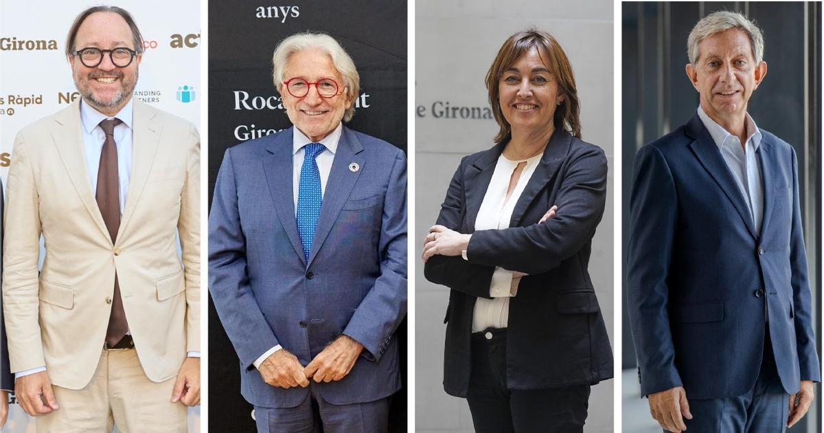 Alguns dels ponents a la jornada. D'esquerra a dreta, Àlex Sáez, Josep Sánchez Llibre, Sílvia Paneque i Francesc Fajula