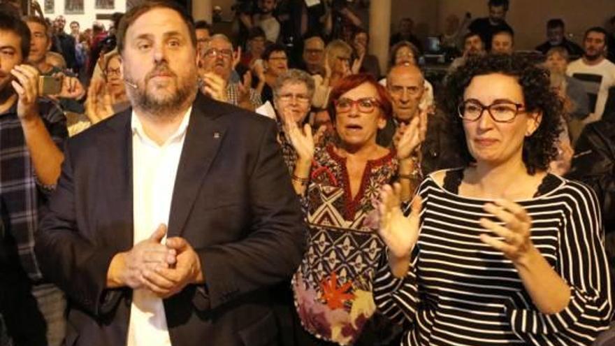 Oriol Junqueras i Marta Rovira, en un acte d&#039;ERC a Barcelona el mes de setembre passat