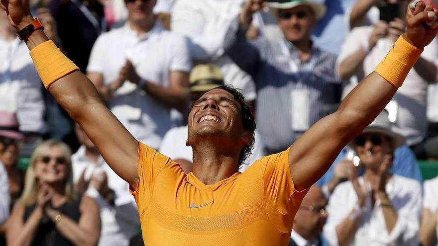 Nadal, feliz tras ganar el último punto ante Nishikori. // Sebastian Nogier