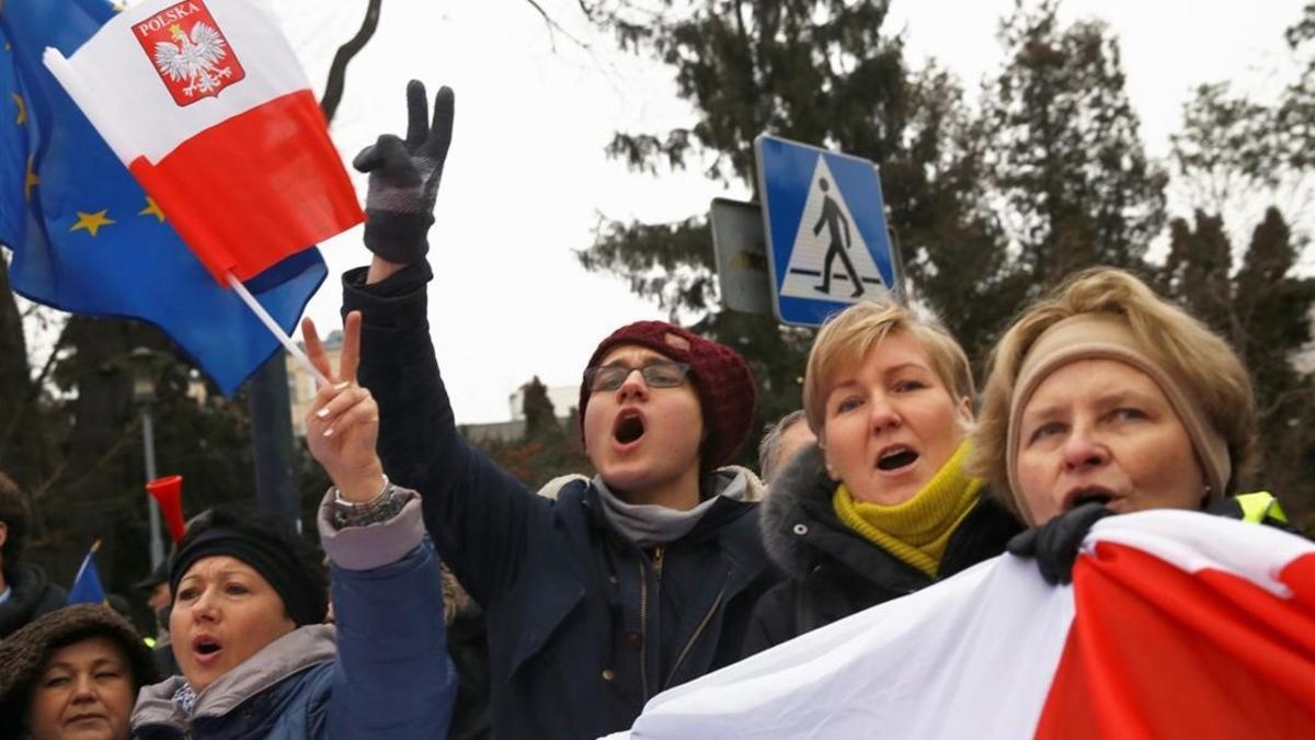 Protesta de la oposición de Polonia.