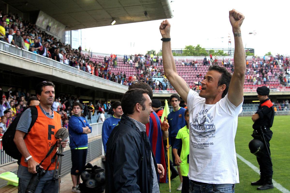 Luis Enrique, en el Mini, durante su etapa como entrenador del Barça B