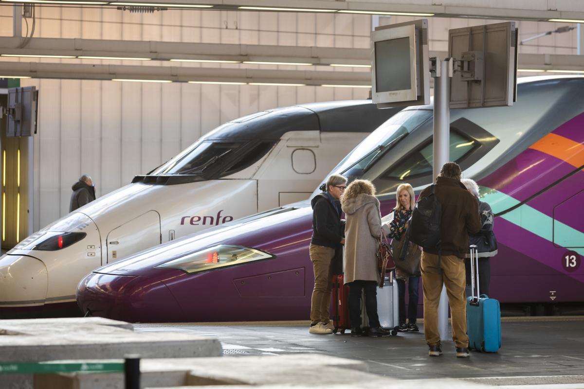 Turistas con maletas en la estación del AVE Joaquín Sorolla.