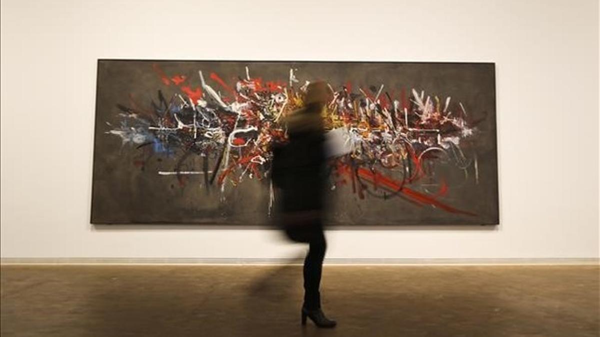 'La batalla de Hastings' (1956), de Georges Mathieu, en una de las paredes de la Fundació Tàpies.