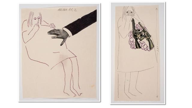 Dos originales de Núria Pompeia para el libro 'Maternasis' (1967).
