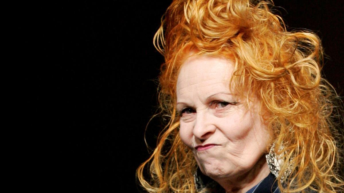 FILE PHOTO: British designer Vivienne Westwood appears at the end of her Spring/Summer 2008 ready-to-wear fashion collection at Paris Fashion Week