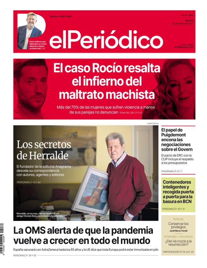 La portada d’EL PERIÓDICO del 23 de març del 2021