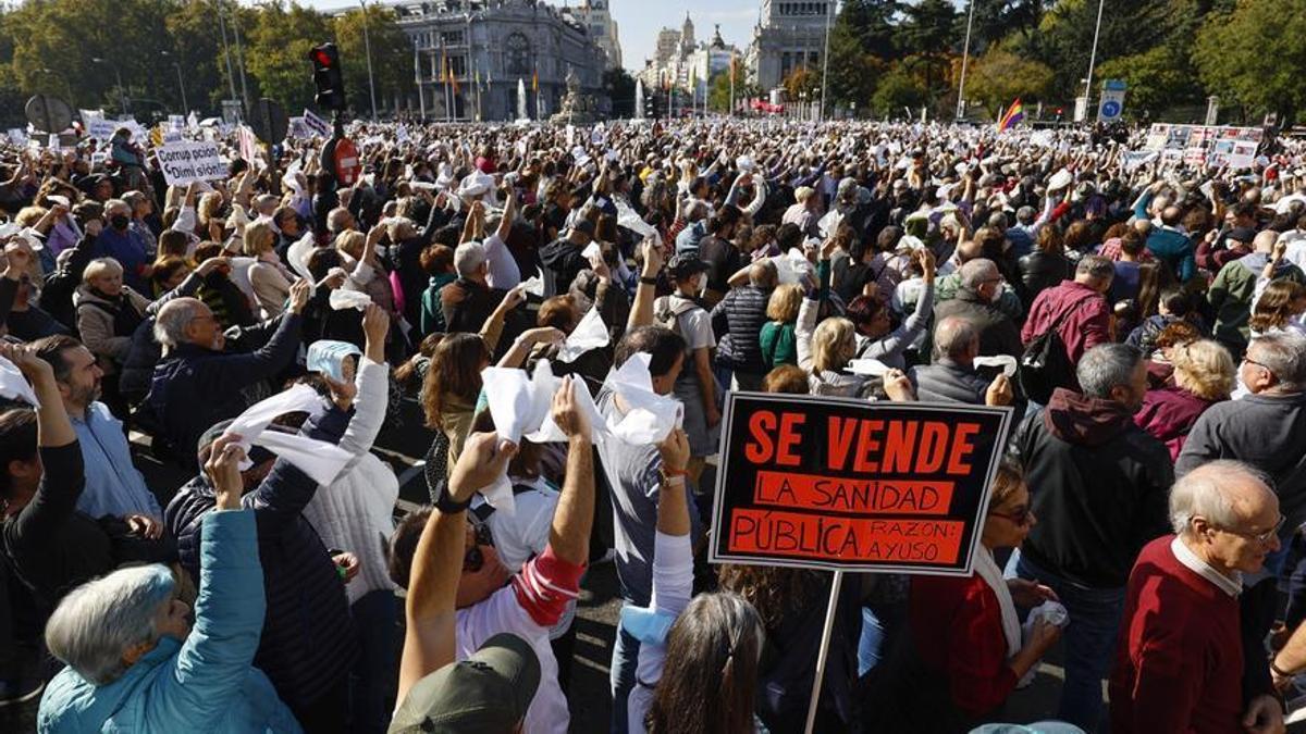 Manifestación en defensa de la sanidad pública.