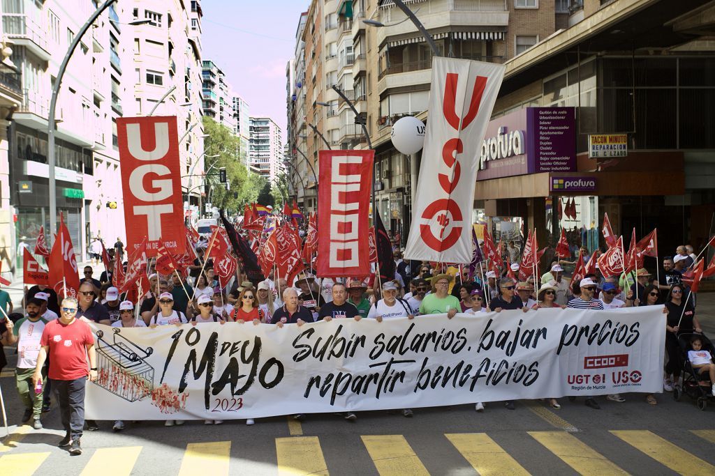 Las imágenes de la marcha del Primero de Mayo en Murcia