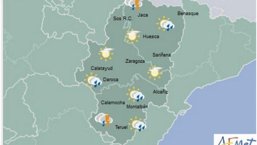 Activada la alerta amarilla por lluvias y tormentas en Aragón mañana y jueves