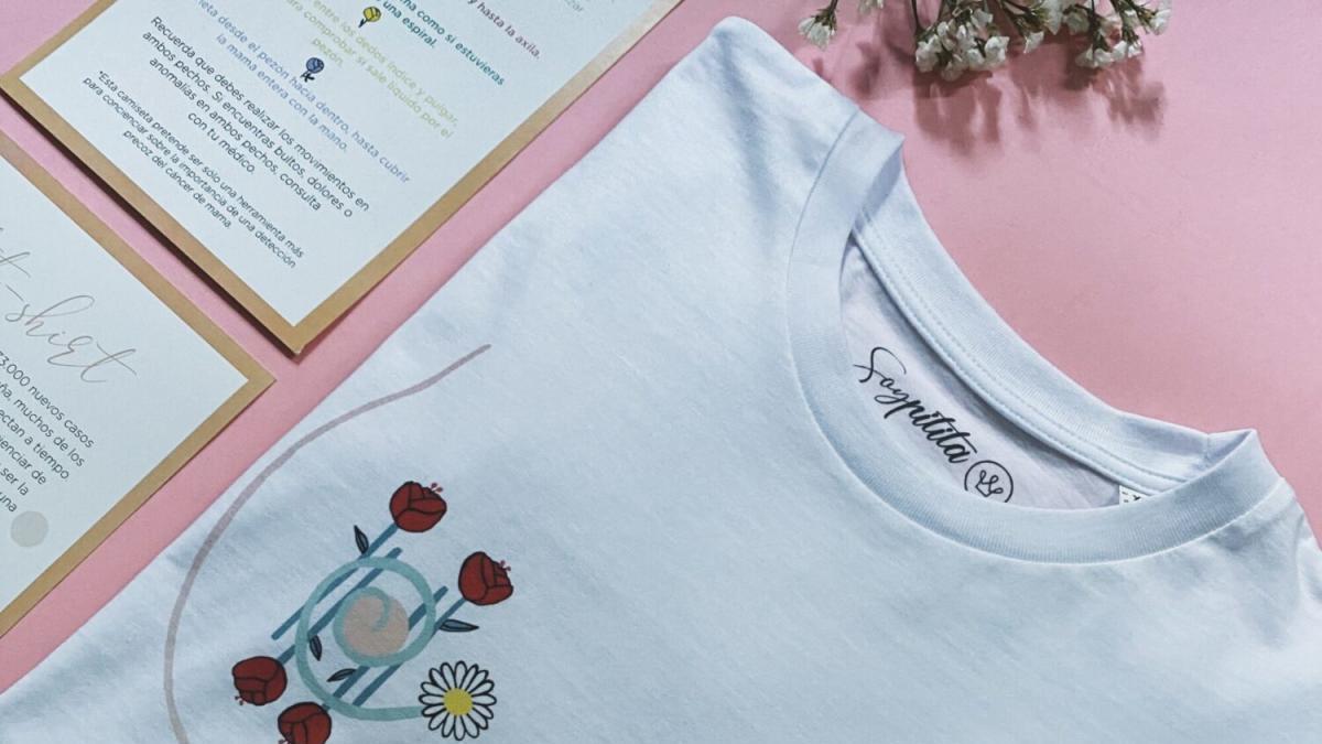 La camiseta murciana que te enseña a autoexplorarte en busca de cáncer de mama