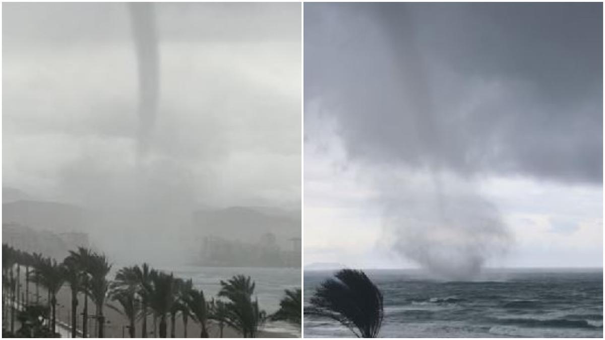 Un tornado marino alcanza la playa de San Juan