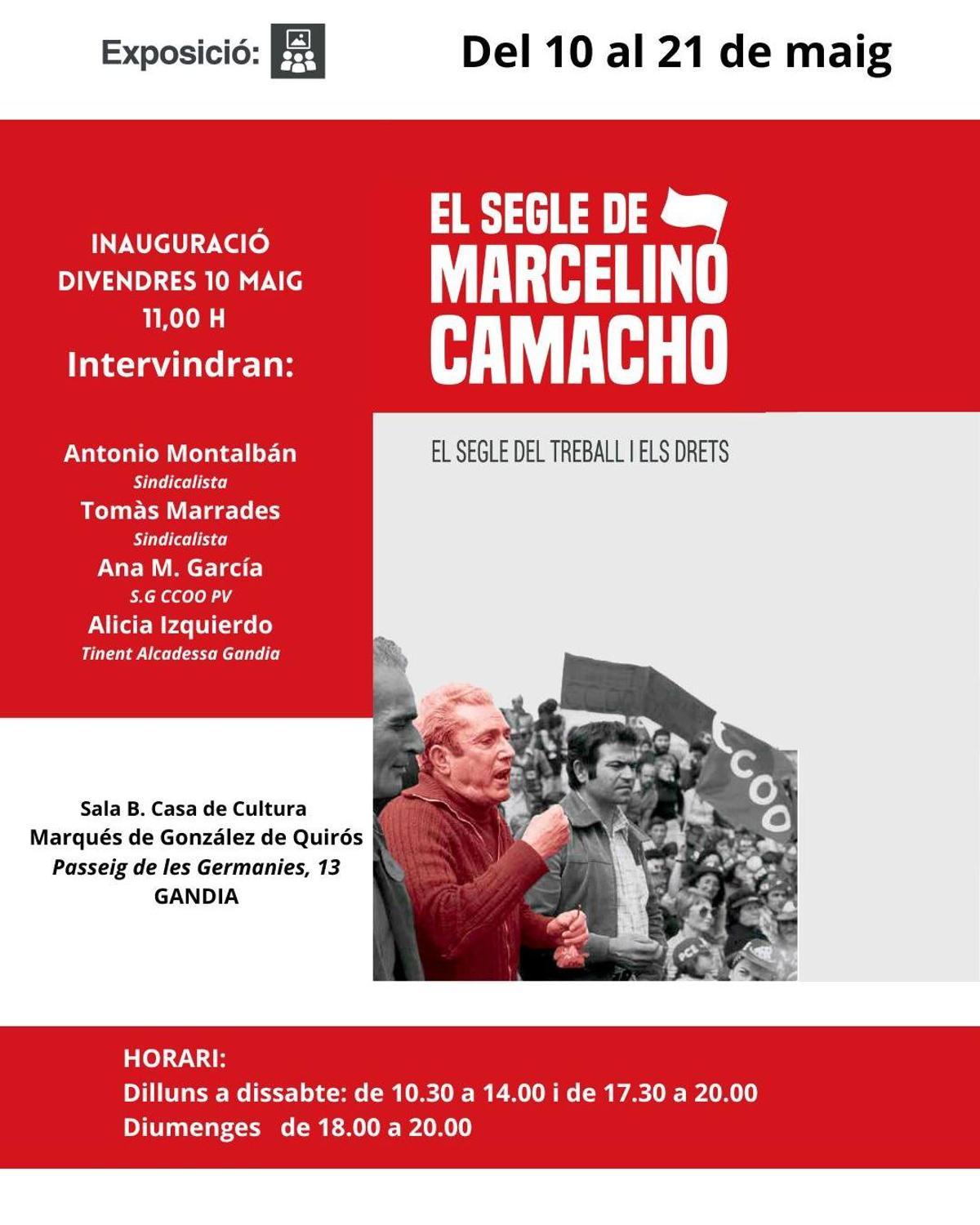 Imagen del cartel de la exposición sobre Marcelino Camacho