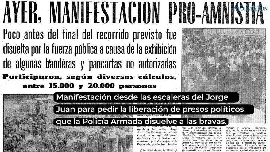 Hace 50 años en Alicante. Del 20 al 26 de julio de 1976: A trompazos en la manifestación por la liberación de los presos políticos