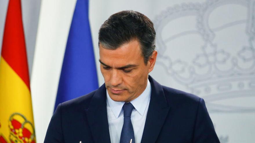 Pedro Sánchez, durant la roda de premsa d&#039;aquest dimarts