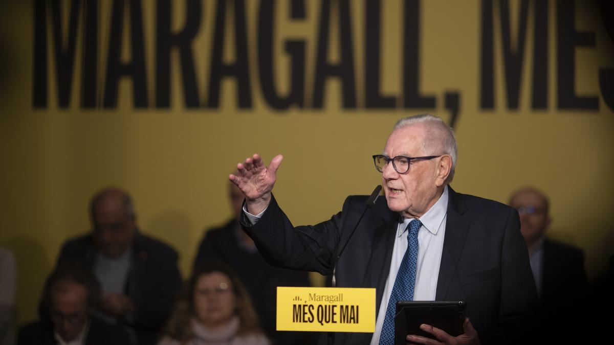 Ernest Maragall, candidato a la alcaldía de Barcelona, participa en un acto de apoyo a su candidatura