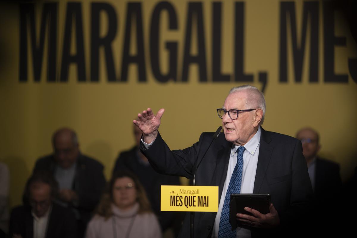 Ernest Maragall, candidato a la alcaldía de Barcelona, participa en un acto de apoyo a su candidatura