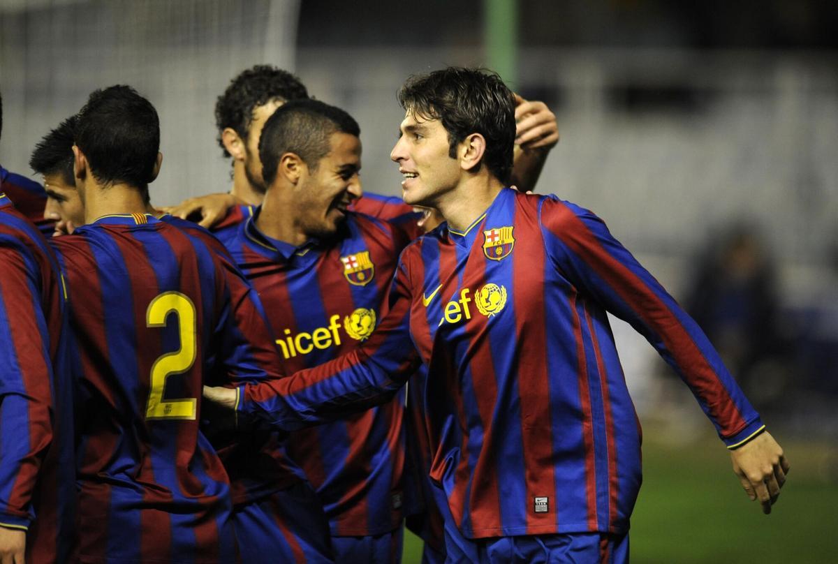 Thiago y Jonathan Soriano, con el Barça B
