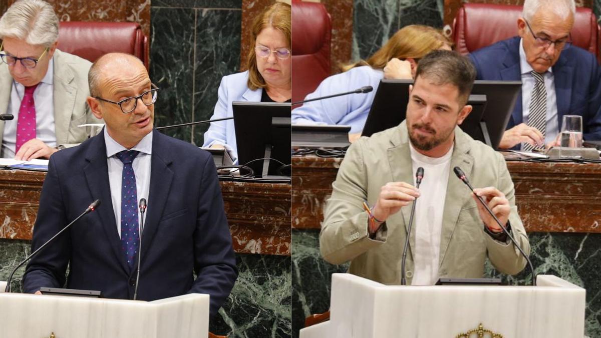 Víctor Marín y Miguel Ortega, este viernes durante sus comparecencias en la Asamblea.