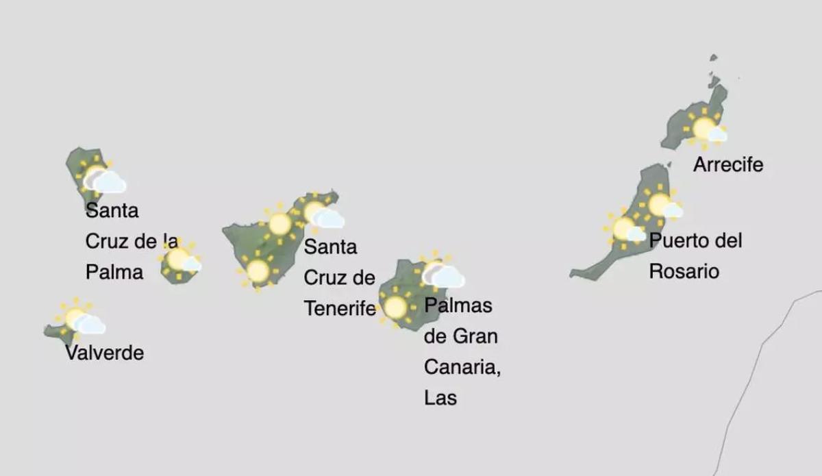 Gráfico del pronóstico del tiempo en Canarias para este viernes, 8 de diciembre