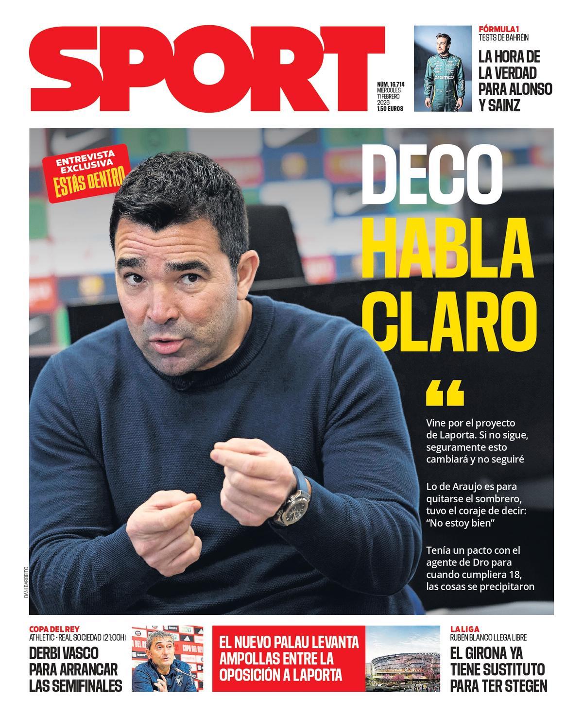 Esta es la portada de SPORT de hoy miércoles, 11 de febrero de 2026