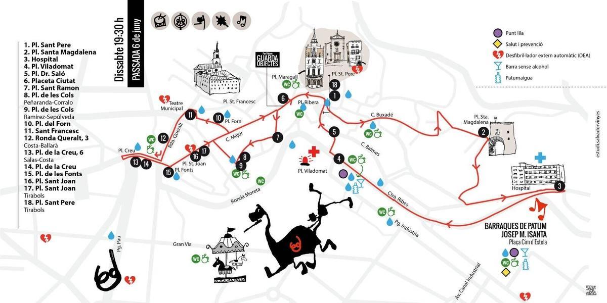 PATUM . BERGA . CORPUS . BERGUEDA . PASSACARRERS . PASSADA . MAPA . RECORREGUT . FESTES POPULARS