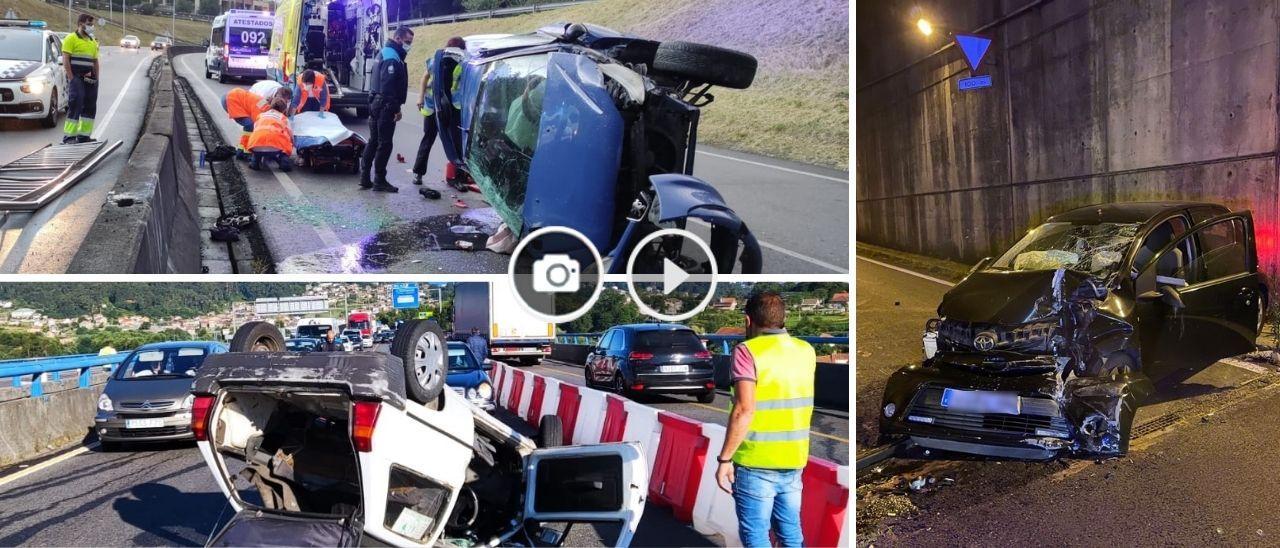 Varios de los accidentes de tráfico ocurridos esta semana en Vigo.