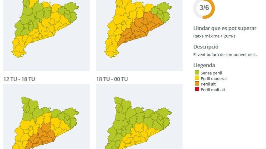 Protecció Civil demana &quot;extremar la prudència&quot; aquest dimarts pels forts vents a Catalunya