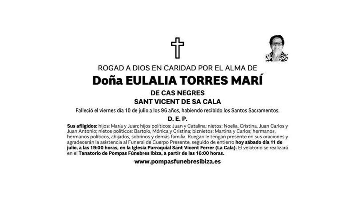 Esquela Eulalia Torres Marí