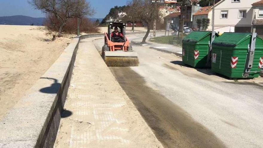 Tareas de limpieza en el paseo de Loira. // FdV