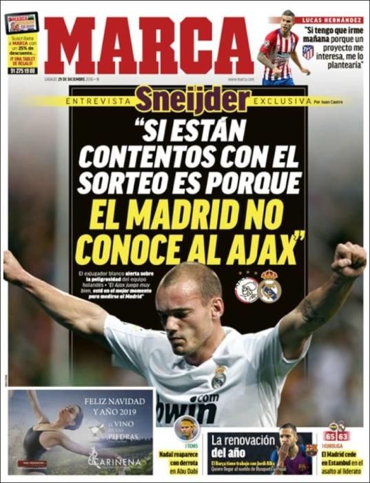 Portada MARCA sábado 29 de diciembre 2018