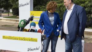 Los aspirantes al liderazgo de ERC Elisenda Alamany y Oriol Junqueras esta semana.
