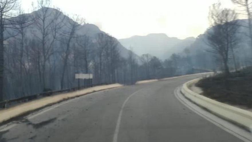 Paisaje desolador en la carretera entre Marxuquera y Barx