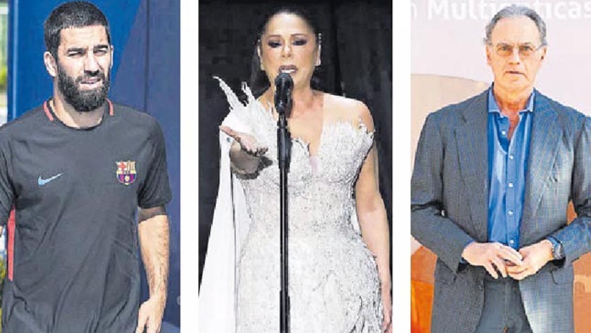 L’exjugador del FC Barcelona Arda Turan, la ‘tonadillera’ Isabel Pantoja i el cantant Bertín Osborne. | EDU BAYER / J.P. GANDUL / MIGUEL OSÉS / EFE L’exjugador del FC Barcelona Arda Turan, la ‘tonadillera’ Isabel Pantoja i el cantant Bertín Osborne. | EDU BAYER / J.P. GANDUL / MIGUEL OSÉS / EFE