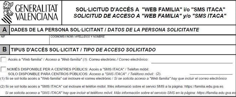 Solicitud de acceso a ITACA