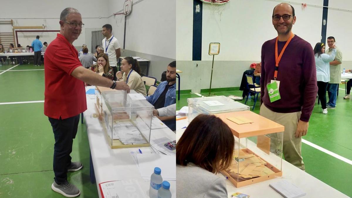 Ramón Gómez (PSOE) y Salvador Climent (Compromís), en la jornada electoral.