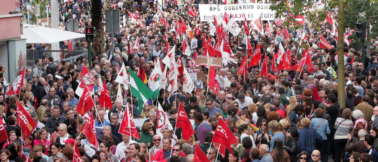 La huelga general de 2012 en Elche, una imagen de la manifestación