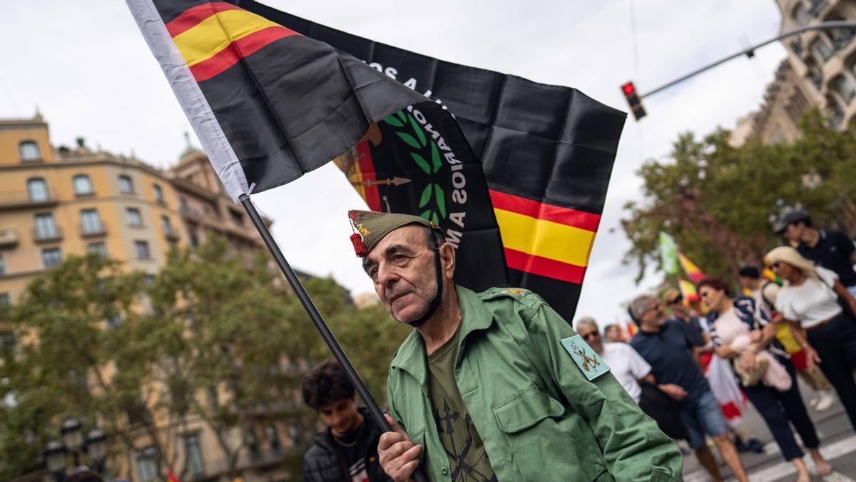 Manifestación por el 12-O, Día de la Hispanidad, en Barcelona