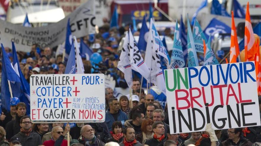 Una de las manifestaciones durante la huelga en Francia.