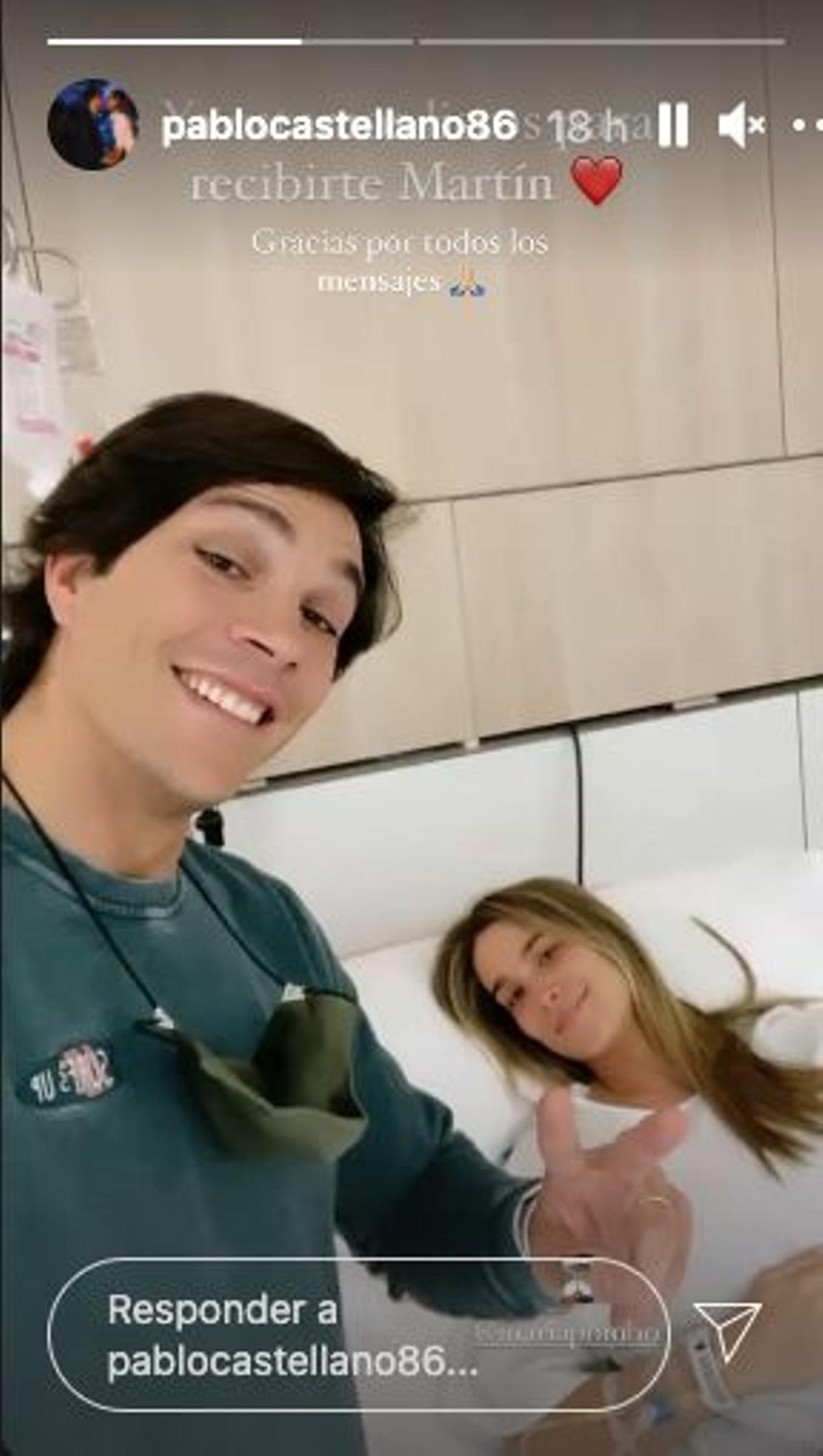 María Pombo y Pablo Castellanos en el hospital para dar a a luz a su primer hijo